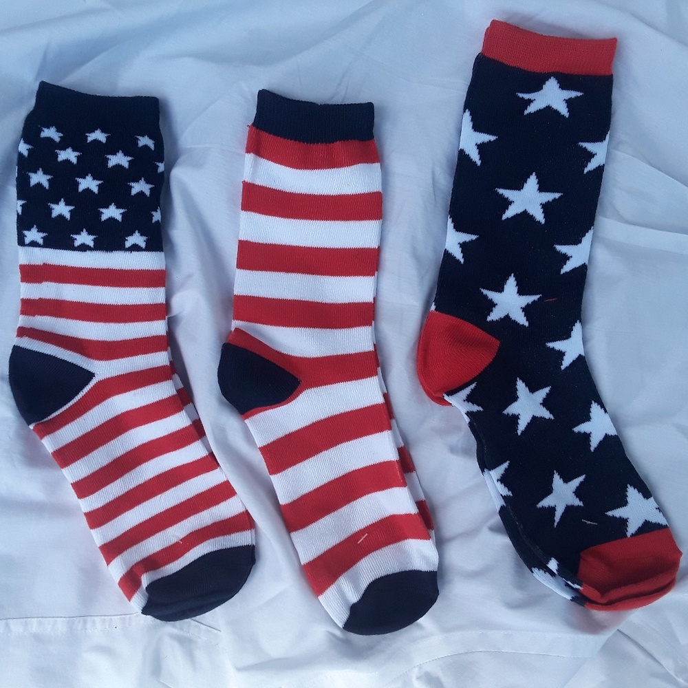 3 Pair of Patriotic Socks - Shoe Size 4 - 10